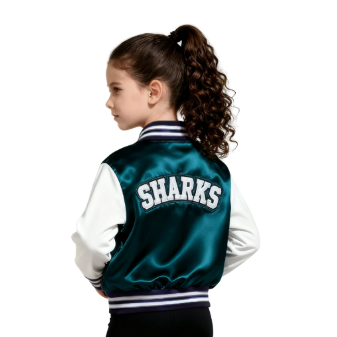 Adult Sharks Satiny Bomber Jacket