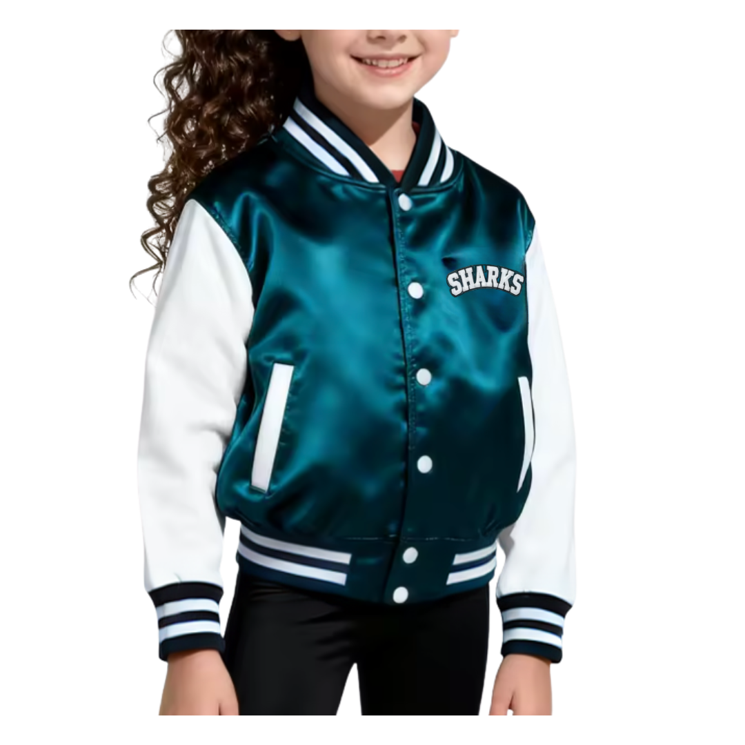 Adult Sharks Satiny Bomber Jacket