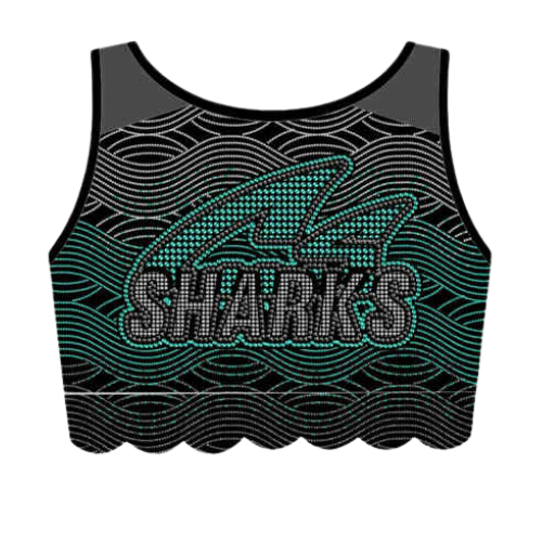 Adult Cheer Sport Sharks Crystal Wave Crop