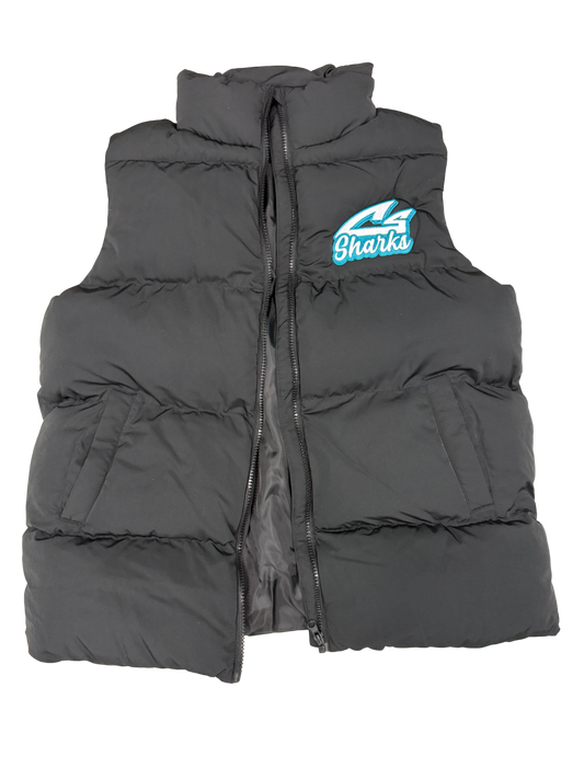 Adult Sharks Puffer Vest Oversized