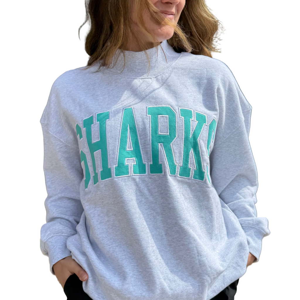 SHARKS Ash Grey Mock Neck Sweater leftover (Adult)