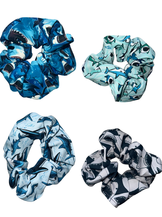 Shark Patterned Scrunchies