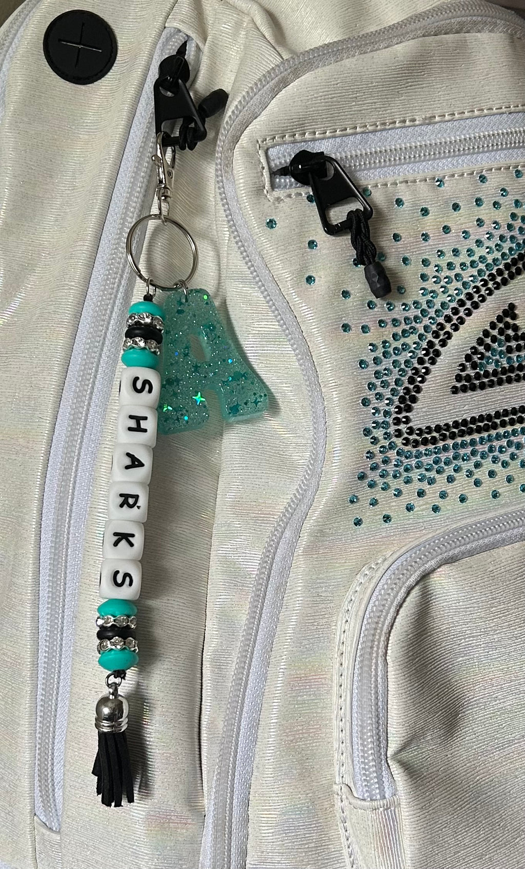 SHARKS  Backpack Tag  w/ Customized Letter