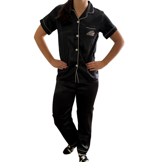 Youth Black Satiny PJ Set