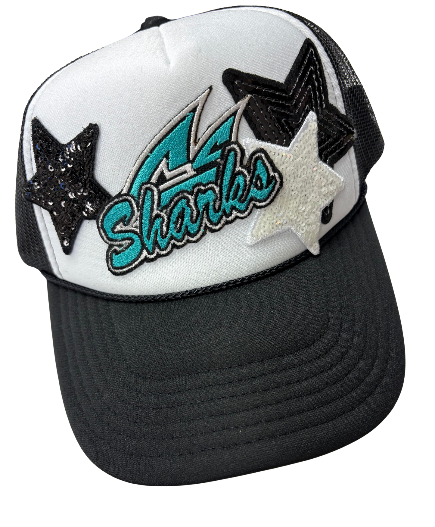 Sharks Sequin Patch Trucker Hat
