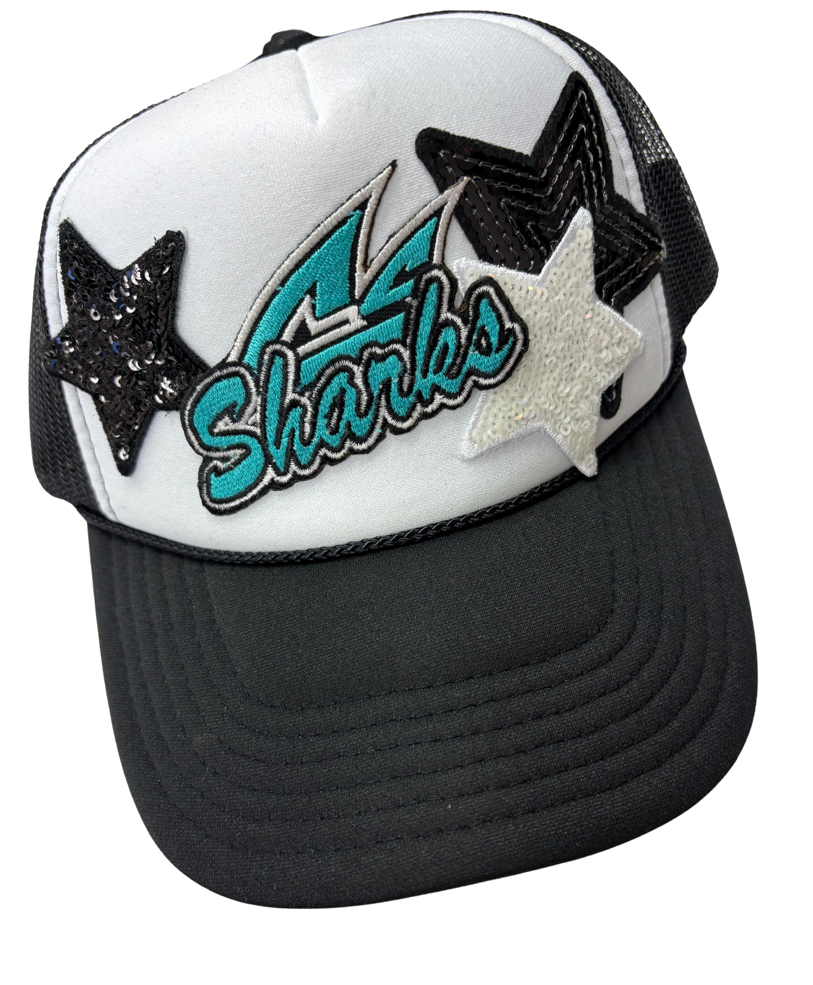 Sharks Sequin Patch Trucker Hat
