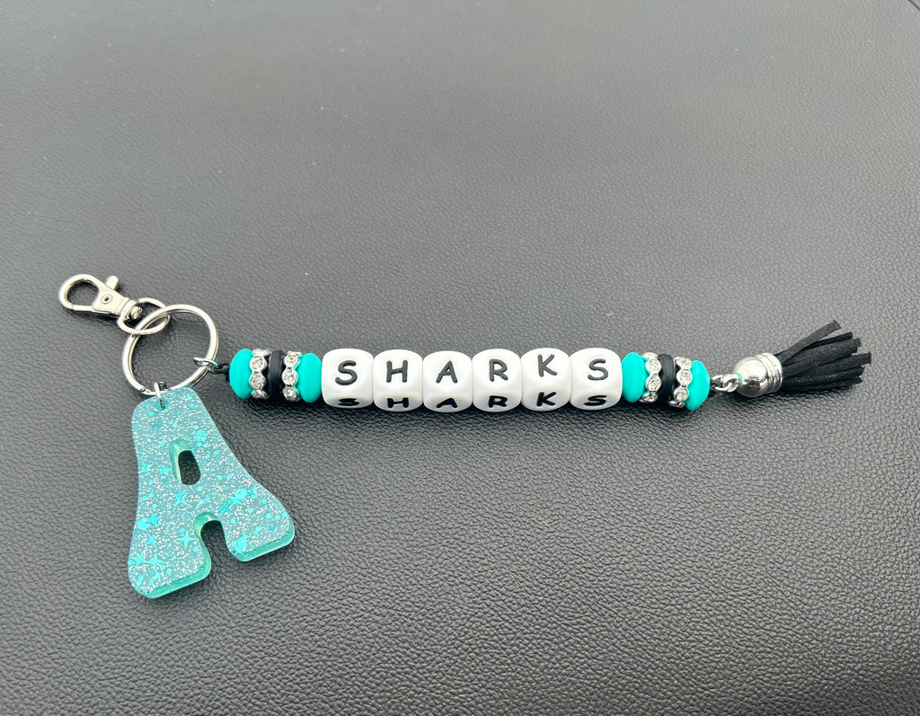 SHARKS  Backpack Tag  w/ Customized Letter
