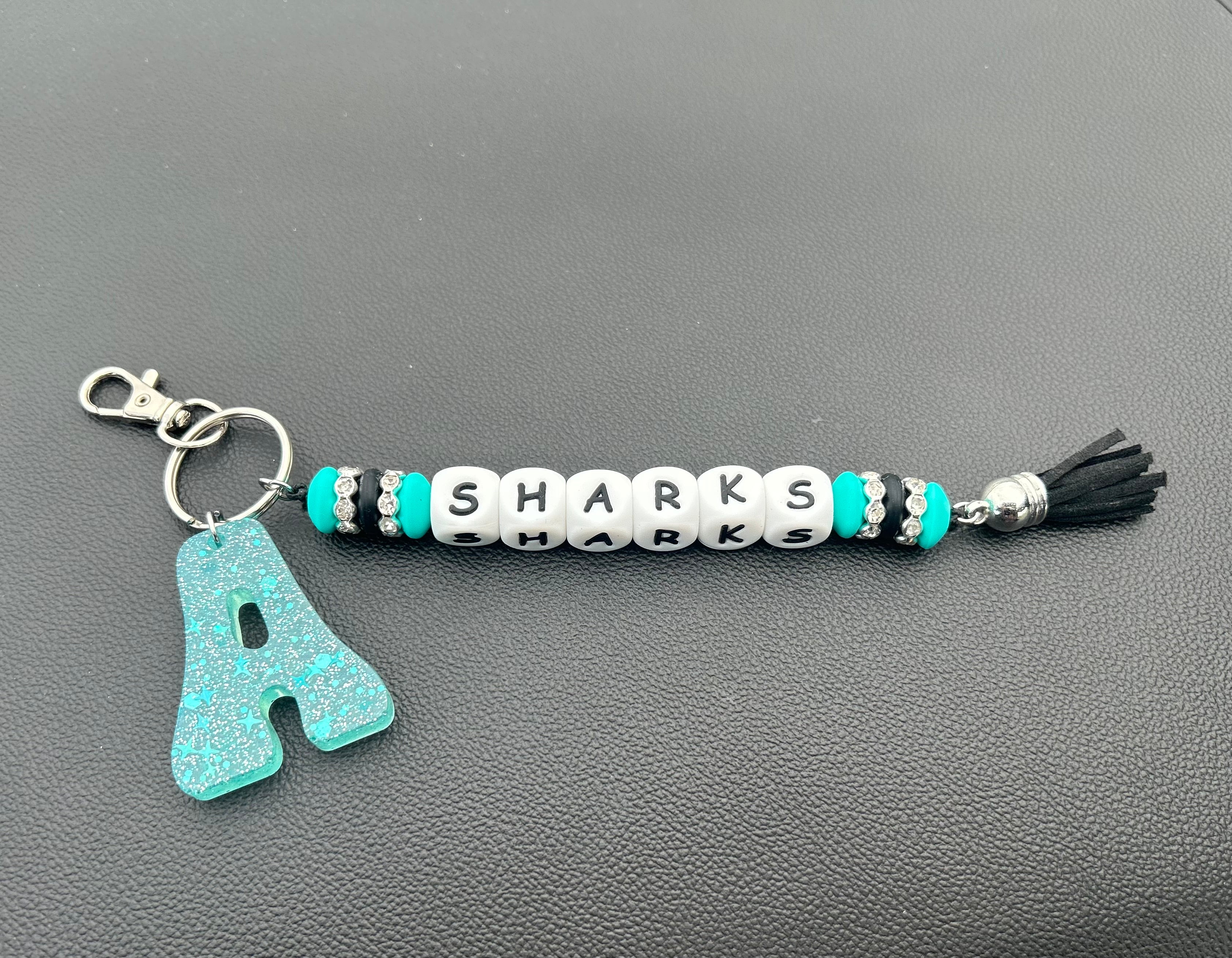 SHARKS  Backpack Tag  w/ Customized Letter